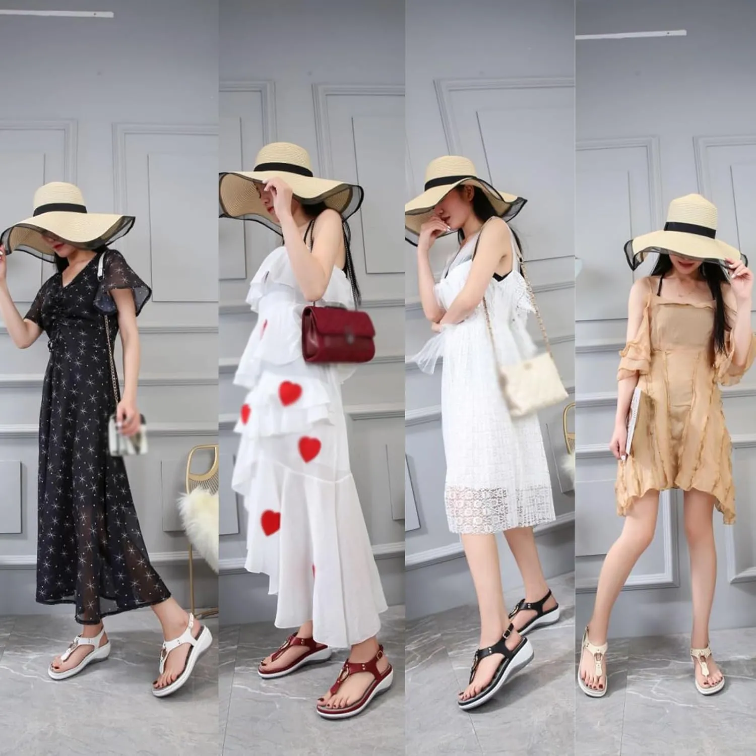 Women's Wedge Orthotic Flops Sandals Rest Toe Backstrap Fashion Boho Adjustable Summer Comfy Platform T-Strap Thong Dressy Walking Beach Sandals