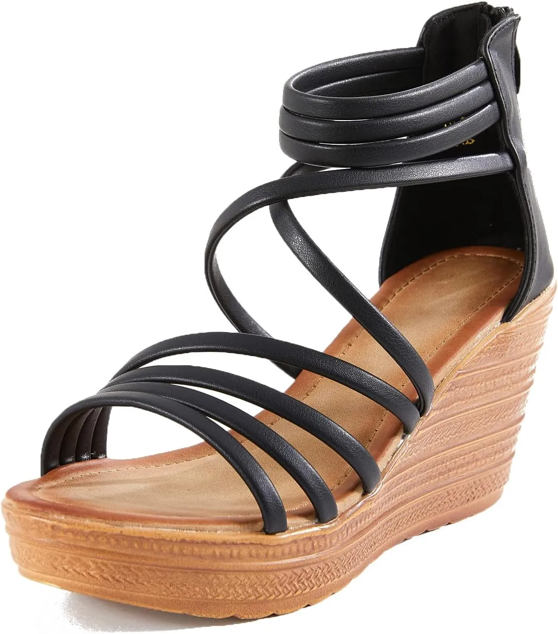 Women's Wedge Sandals Casual Summer Buckle Open Toe Ankle Strap Platform Wedge Heels