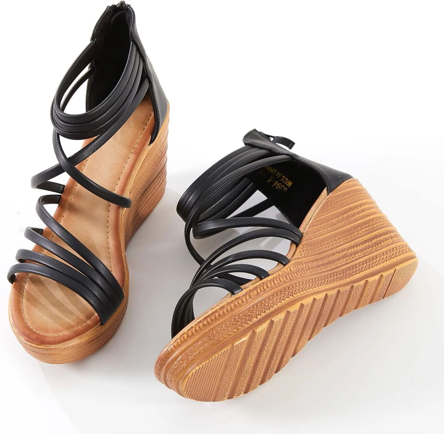 Women's Wedge Sandals Casual Summer Buckle Open Toe Ankle Strap Platform Wedge Heels