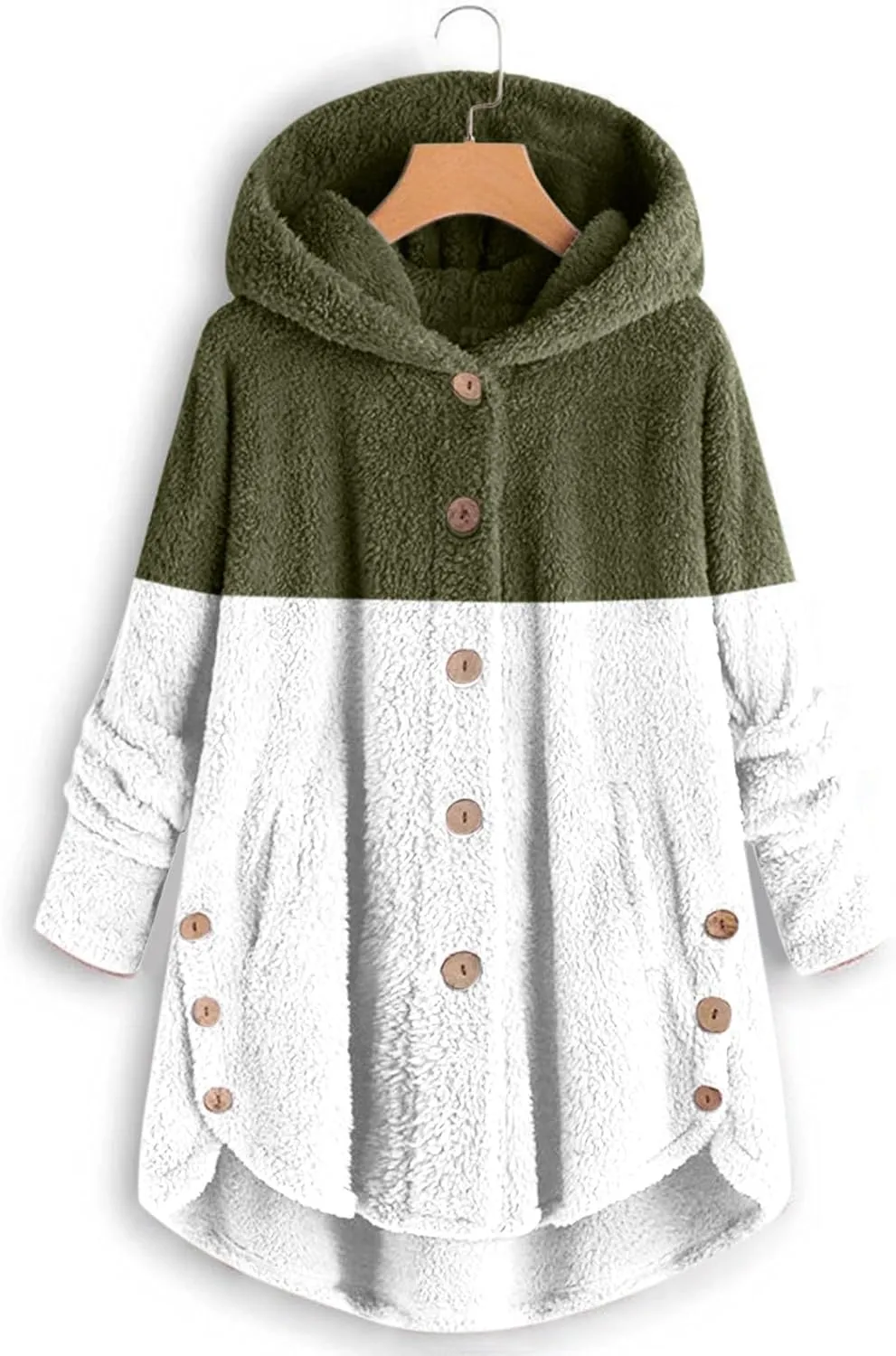 Womens Winter Jacket Coats Button Hem Plus Size Hoodie Top Sweater Blouse Thermal Sweatshirt Outerwear Women Winter