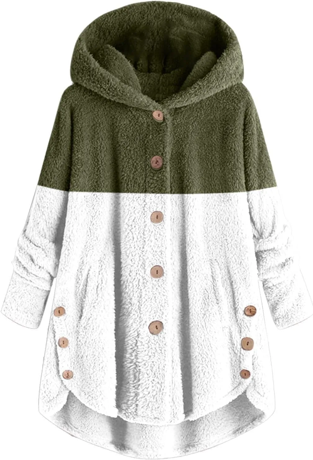 Womens Winter Jacket Coats Button Hem Plus Size Hoodie Top Sweater Blouse Thermal Sweatshirt Outerwear Women Winter