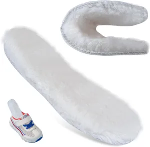 Wool Insoles for Kids, Soft Sheepskin Insoles with Moisture-Wicking Wool Felt Bottom, Thermal Insoles for Children’s Shoes, Boots, and Slippers for Winter Warmth
