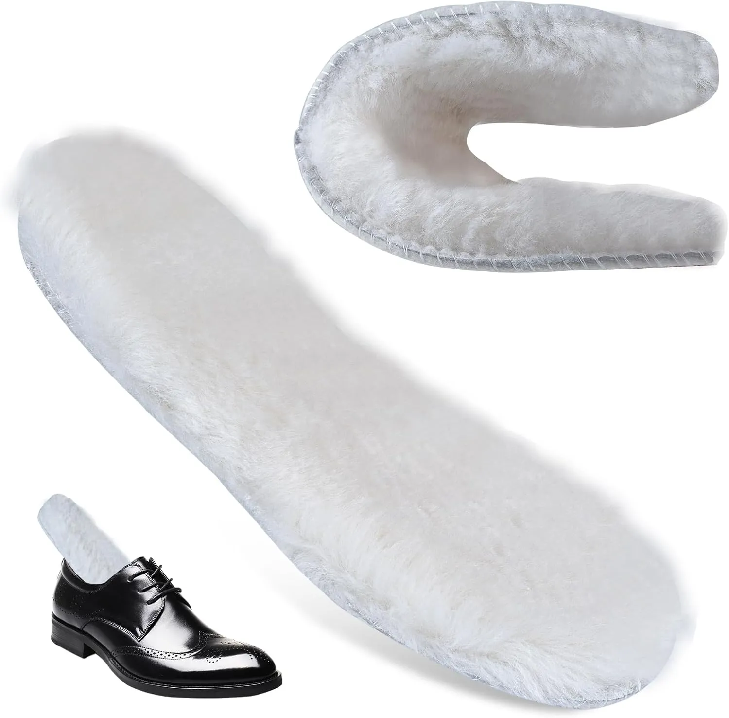 Wool Insoles for Women and Men, Premium Sheepskin Insoles with Soft Fleece and Wool Felt Sole, Moisture-Wicking Thermal Insoles for Boots, Slippers, and Shoes for Winter Warmth