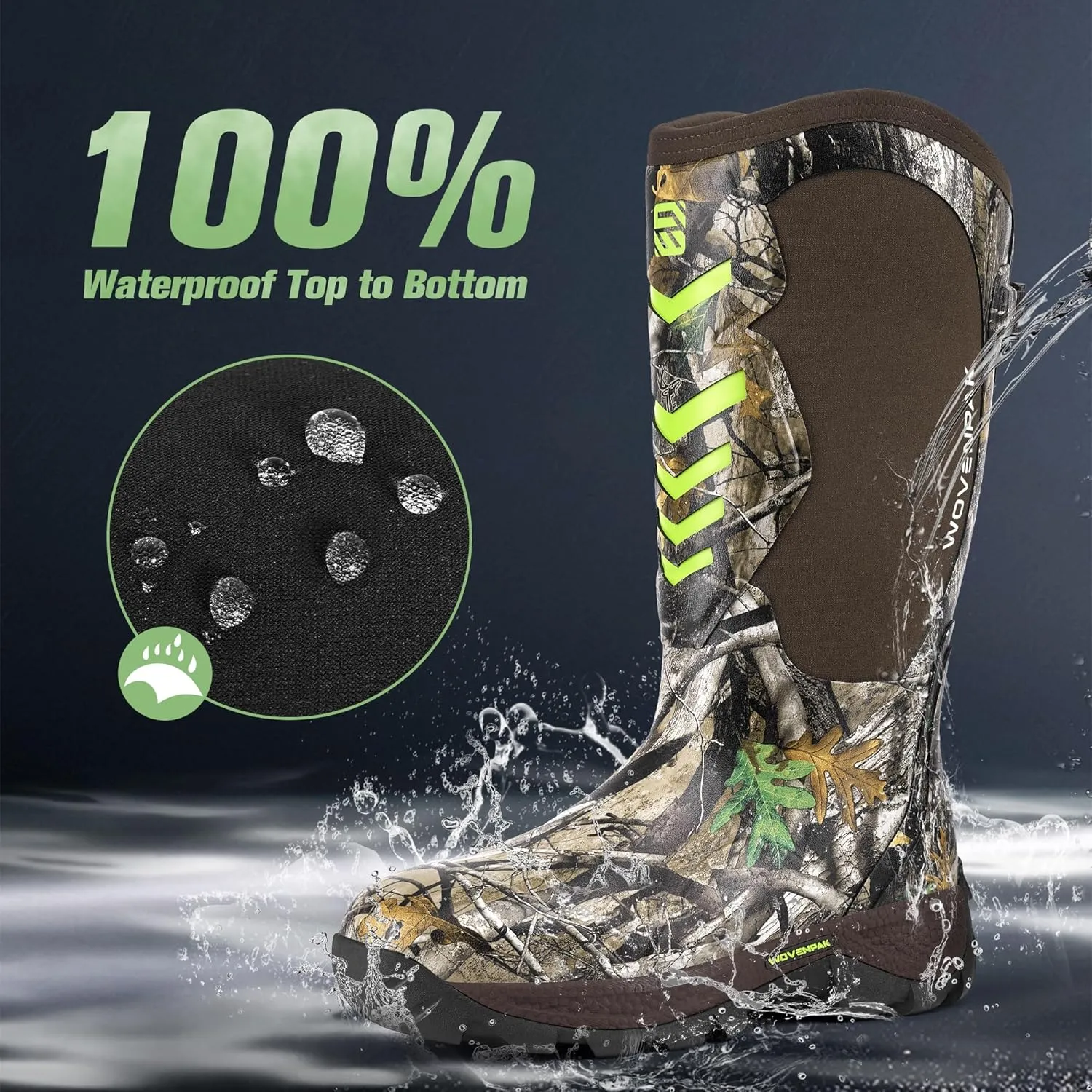 Wovenpak Rain Boots Women, Rubber Boots for Women Insulated Hunting Boots with Steel Shank, Waterproof Boots for Women, Womens Work Boots 6mm Neoprene Rain Boots Outdoor, Size 6-11