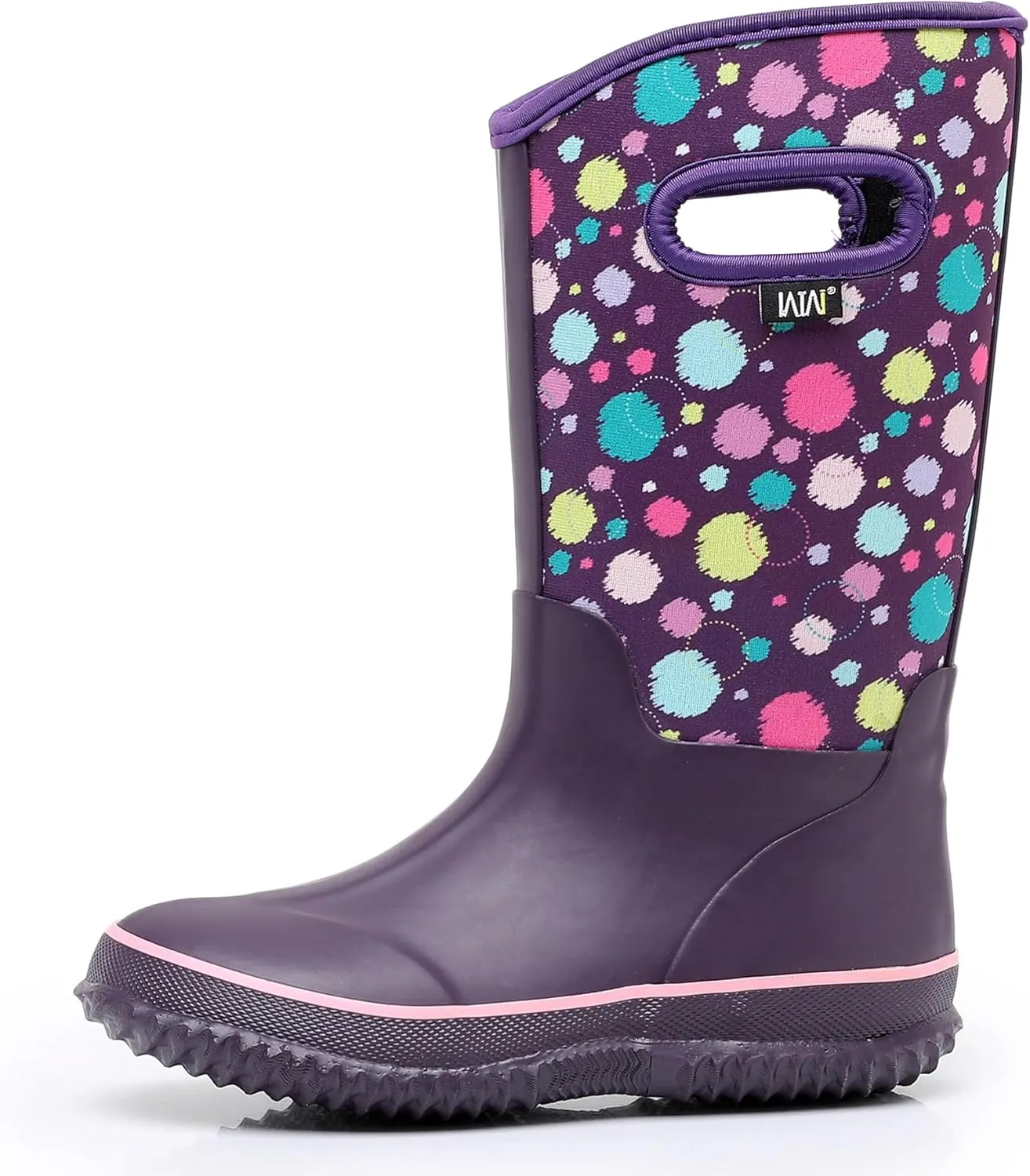 WTW Kids Rubber Rain Boots - Neoprene Insulated 100% Waterproof Mid Calf Mud Boots for Boys and Girls Winter Snow Boots