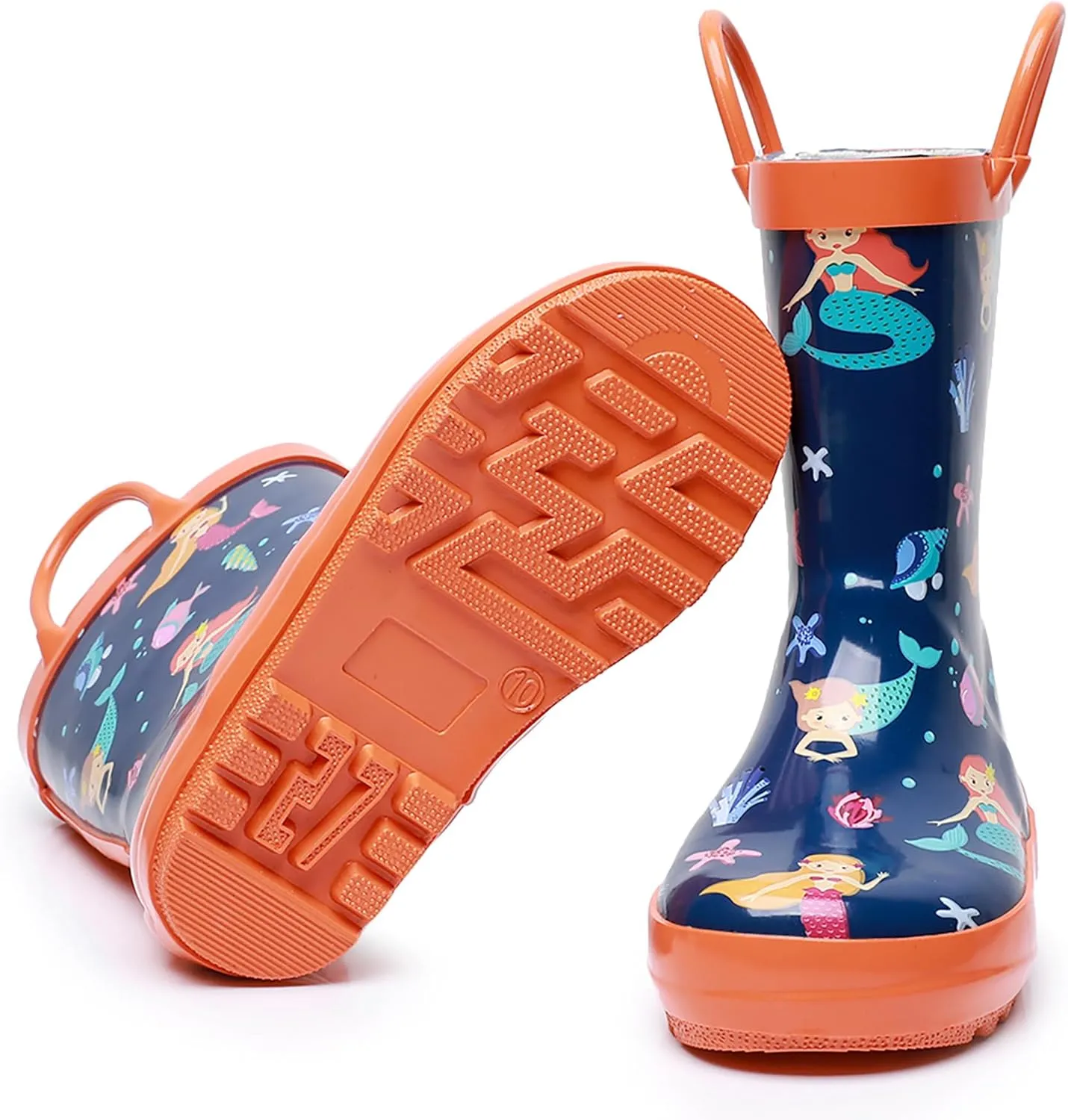 WTW Toddler and Kids Rain Boots Unisex-Child Waterproof Rubber Rain Boots with Easy-On Handles in Fun Patterns for Girls and Boys (Toddler/Little Kid/Big Kid)
