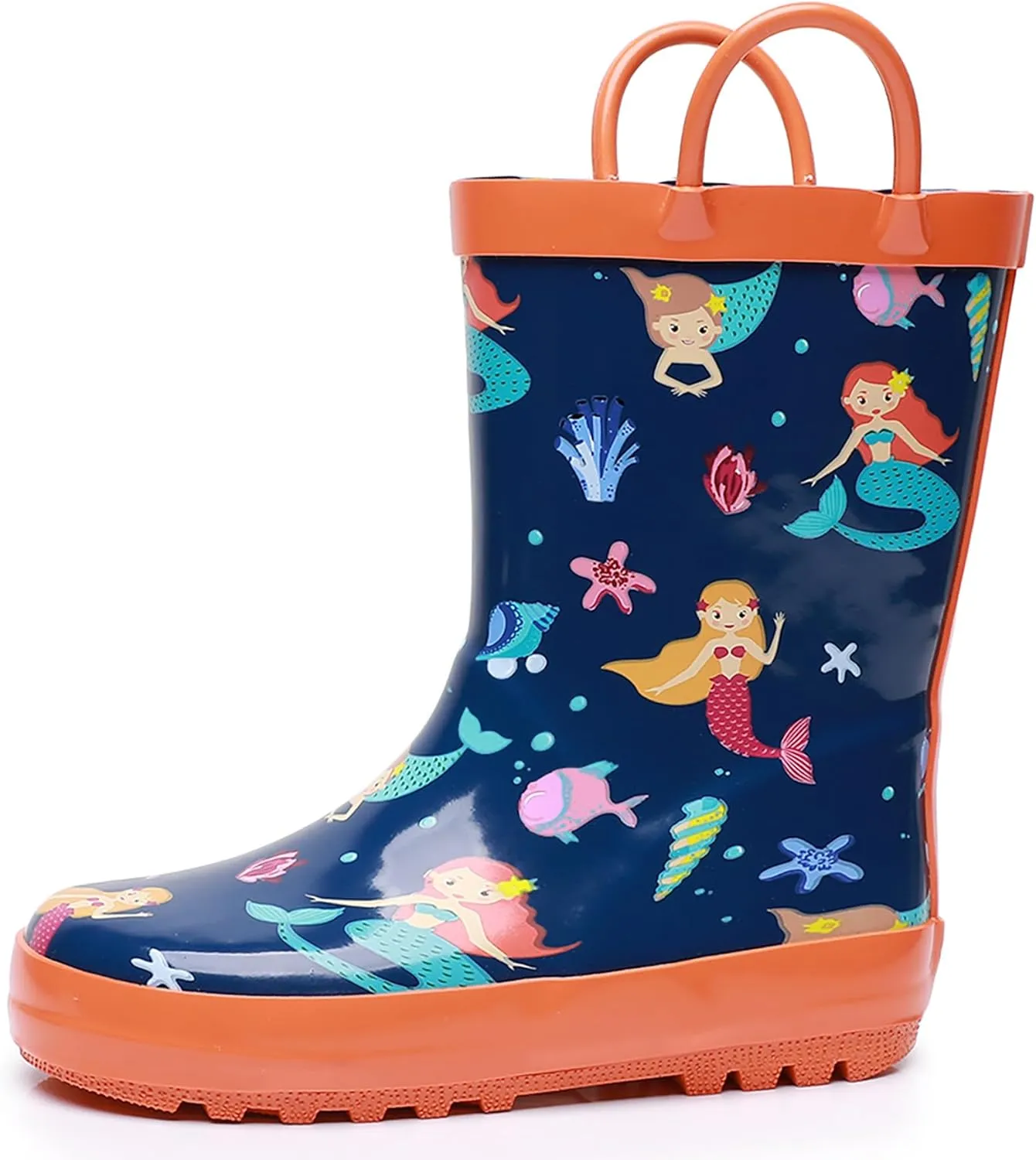 WTW Toddler and Kids Rain Boots Unisex-Child Waterproof Rubber Rain Boots with Easy-On Handles in Fun Patterns for Girls and Boys (Toddler/Little Kid/Big Kid)