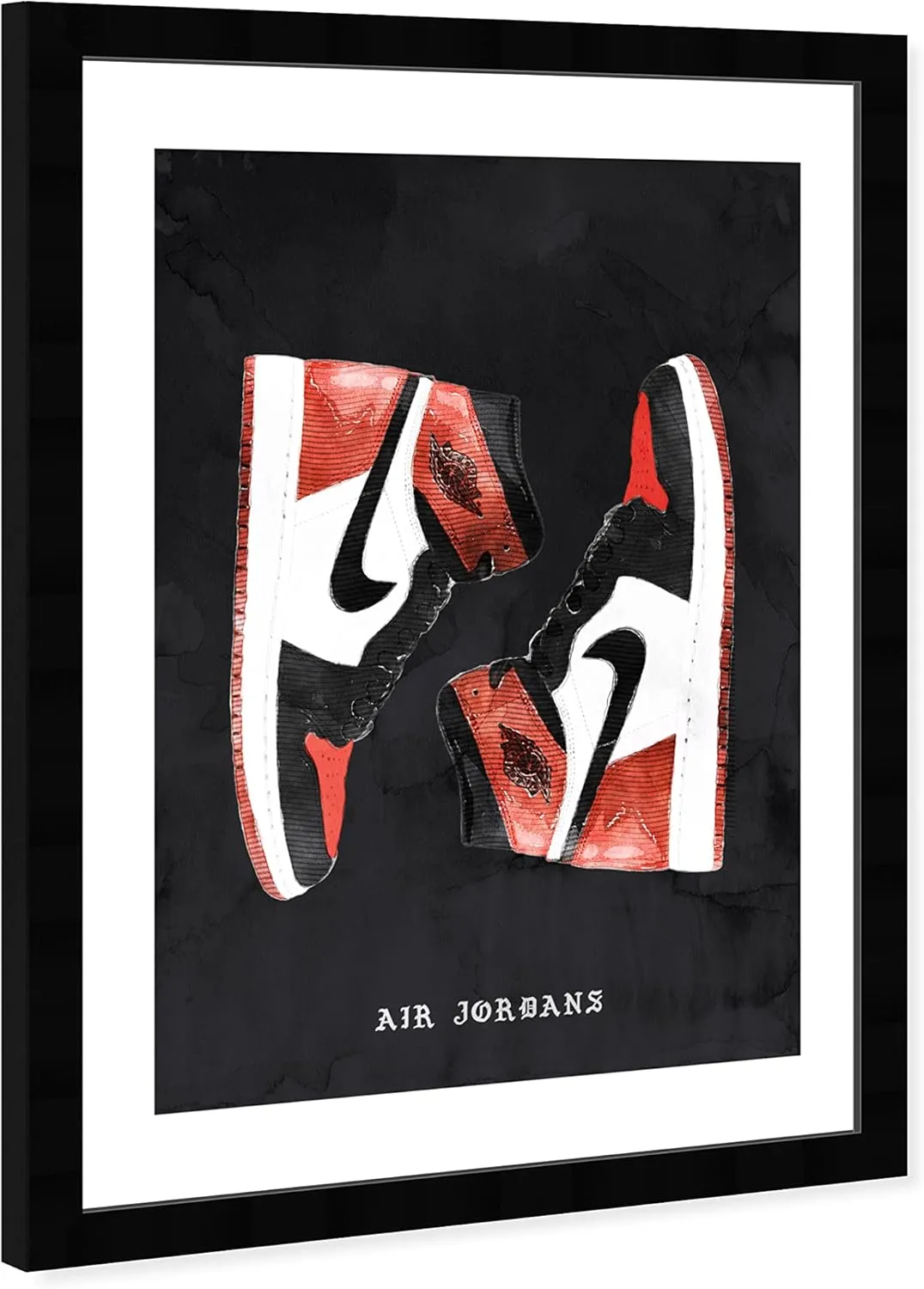 Wynwood Studio Fashion and Glam Modern Black Frame Paper - Classic Sneakers V, Wall Art for Living Room, Bedroom, and Bathroom, 13 in x 19 in, Black and Red Home Decor