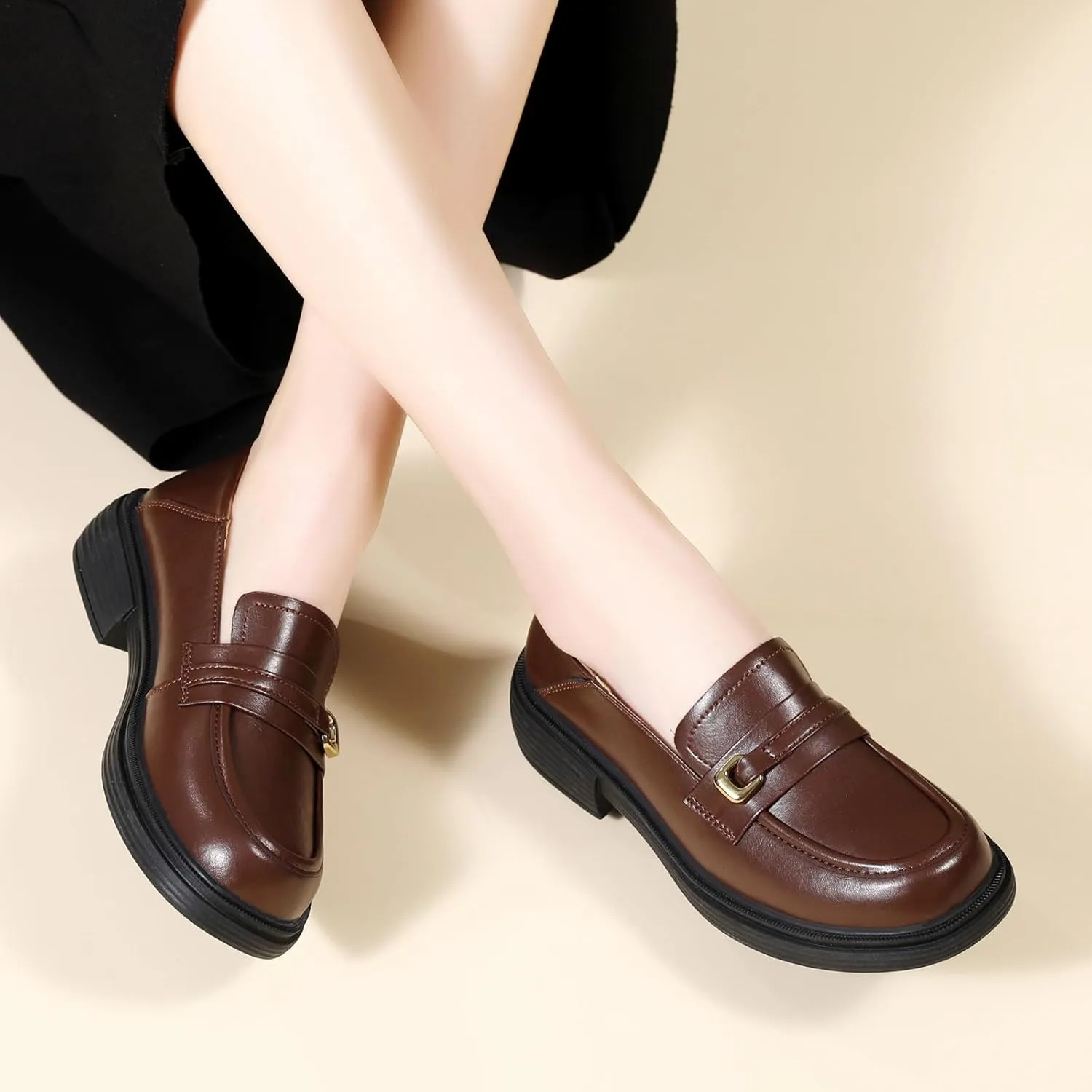 XMM Loafers for Women Penny Women's Loafers & Slip-ons Round Toe Ladies Flats Shoes Comfortable Dressy Office Non Slip Work Business Casual Shoes