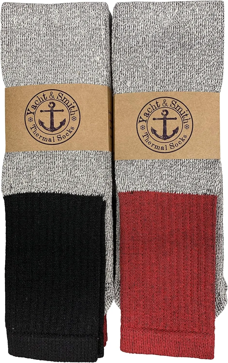 Yacht & Smith Mens Cotton Thermal Tube Socks, Cold Weather Boot Sock Shoe Size 5-10