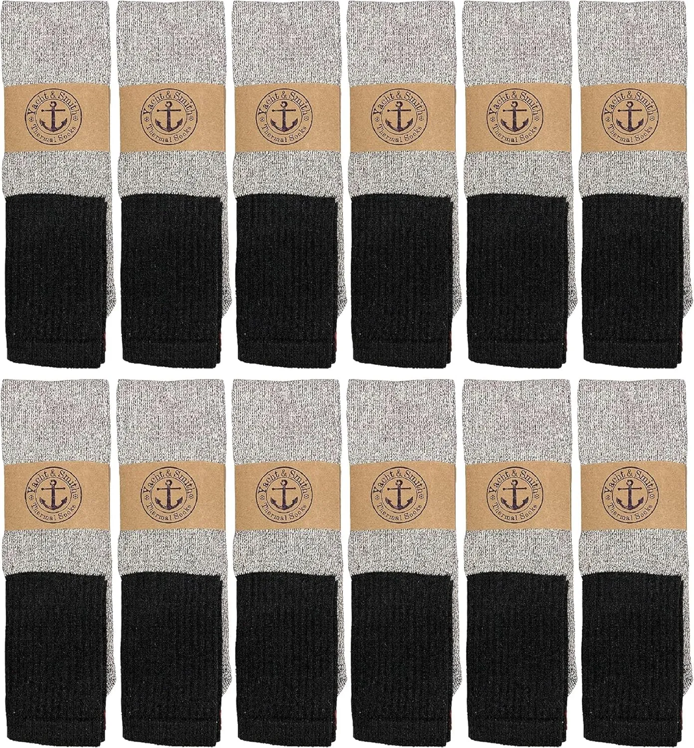 Yacht & Smith Mens Cotton Thermal Tube Socks, Cold Weather Boot Sock Shoe Size 5-10