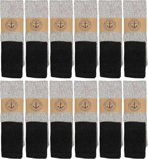 Yacht & Smith Mens Cotton Thermal Tube Socks, Cold Weather Boot Sock Shoe Size 5-10