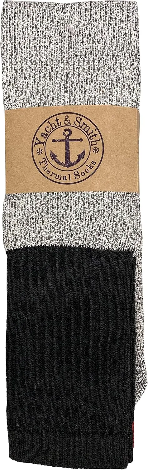 Yacht & Smith Mens Cotton Thermal Tube Socks, Cold Weather Boot Sock Shoe Size 5-10