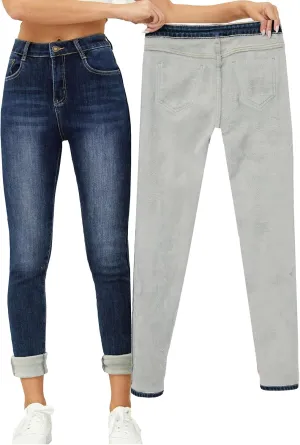 Yehopere Women's Winter Fleece Lined Jeans Slim Fit Warm Skinny High Waist Denim Jean