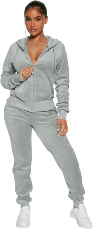yidengymx Womens 2 Piece Velour Tracksuit Two Piece Soft Velvet Hooded Outfits for Women