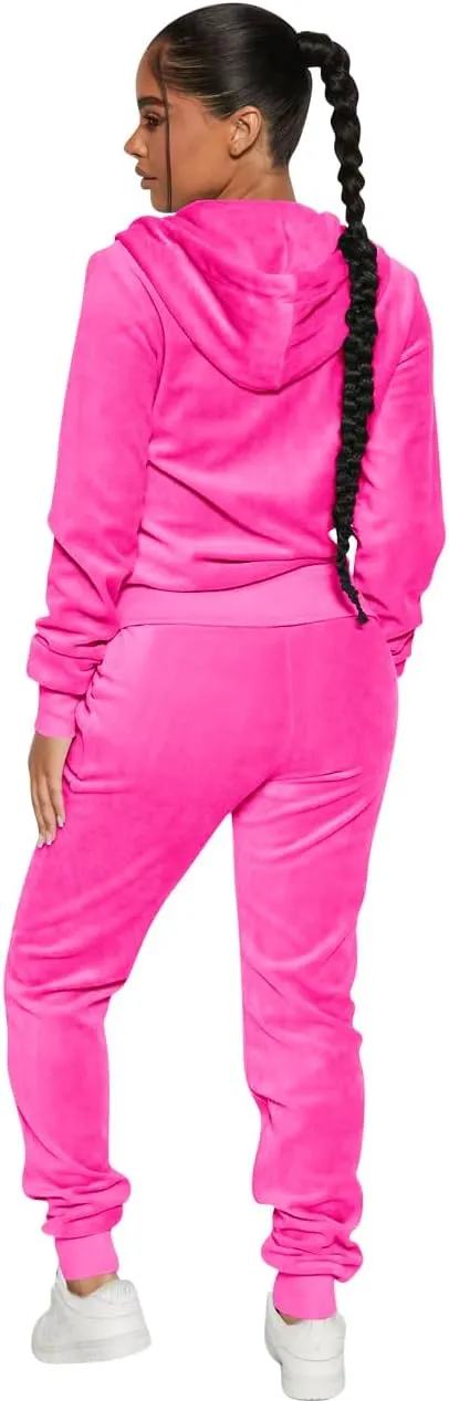 yidengymx Womens 2 Piece Velour Tracksuit Two Piece Soft Velvet Hooded Outfits for Women