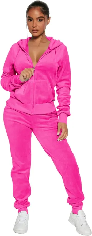 yidengymx Womens 2 Piece Velour Tracksuit Two Piece Soft Velvet Hooded Outfits for Women