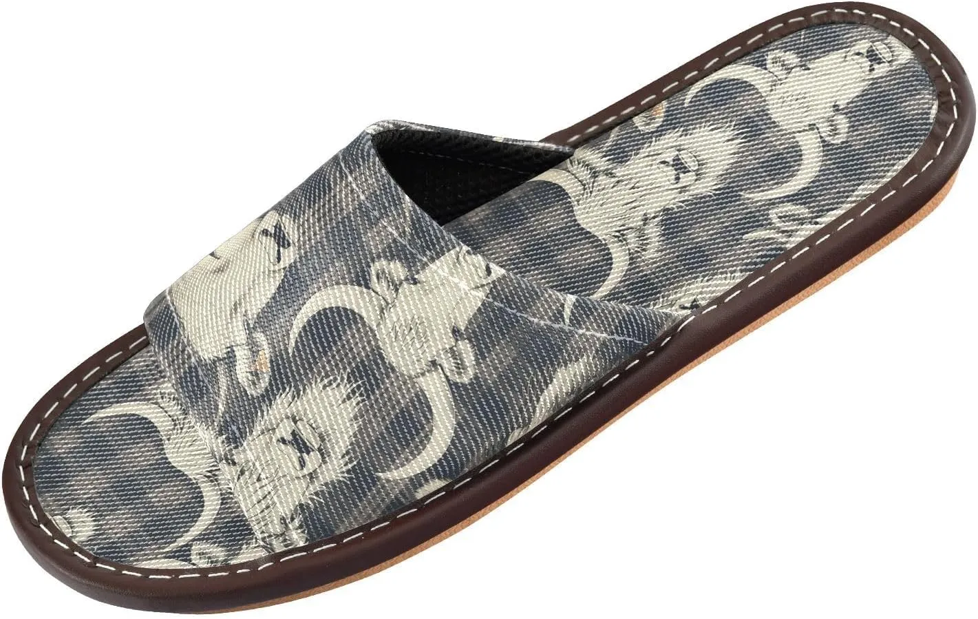 Yuiboo Ash Gray Buffalo Plaids Men Women Spa Slippers Portable Non Slip Sandals for Indoor Bedroom Beach