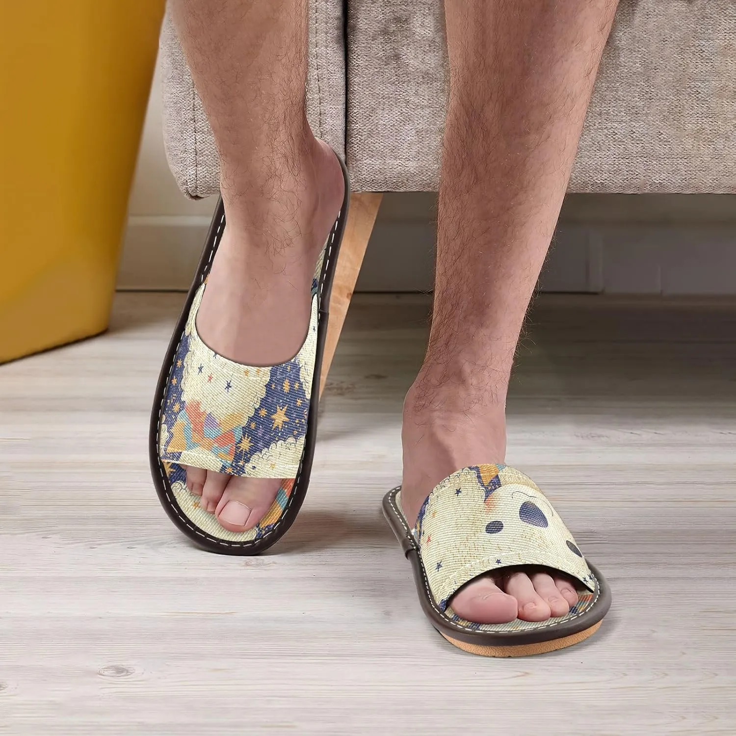 Yuiboo Cartoon Dogs Faces Men Women's Fashion Slippers Portable Anti-slip Sandals for Hotel Indoor Home