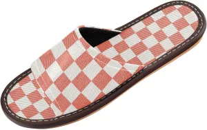 Yuiboo Light Coral Chessboard Men Women Spa Slippers Portable Non Slip Sandals for Beach Beach Travel