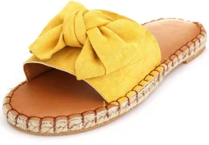 YYW Slides for Women Flat Slide Sandals Slip On Open Toe Sandals Casual Style with Bowknot Ornament for Summer Outdoor Indoor