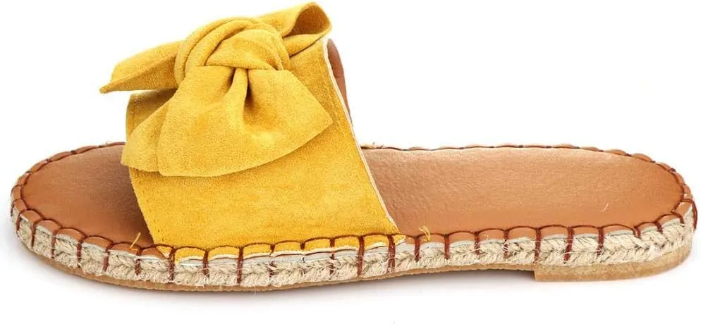 YYW Slides for Women Flat Slide Sandals Slip On Open Toe Sandals Casual Style with Bowknot Ornament for Summer Outdoor Indoor