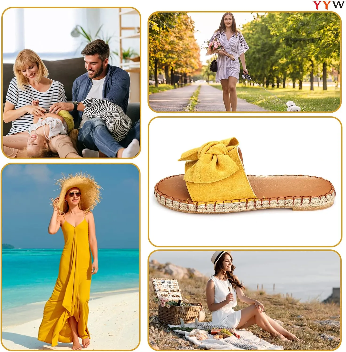 YYW Slides for Women Flat Slide Sandals Slip On Open Toe Sandals Casual Style with Bowknot Ornament for Summer Outdoor Indoor
