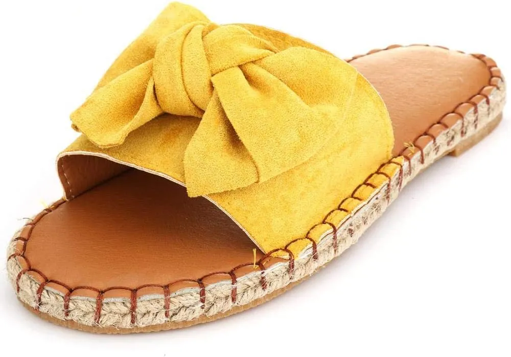 YYW Slides for Women Flat Slide Sandals Slip On Open Toe Sandals Casual Style with Bowknot Ornament for Summer Outdoor Indoor