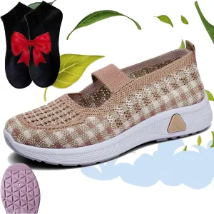 Zapatos Ortopédicos para Mujer, Women's Woven Orthopedic Breathable Soft Sole Shoes, Go Walking Slip On Diabetic Foam Sneaker, Casual Comfortable