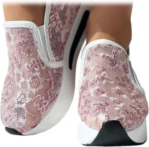 ZBYY Platform Wedge Sneakers for Women Mesh Air Comfort Chunky Hidden High Heels Slip On Loafers Breathable Walking Shoes