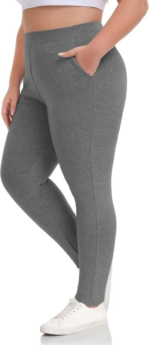 ZERDOCEAN Women's Plus Size Fleece Lined Leggings Winter Warm Thermal Yoga Workout Pants with Pockets