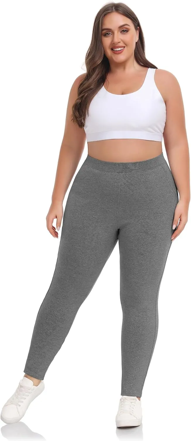 ZERDOCEAN Women's Plus Size Fleece Lined Leggings Winter Warm Thermal Yoga Workout Pants with Pockets