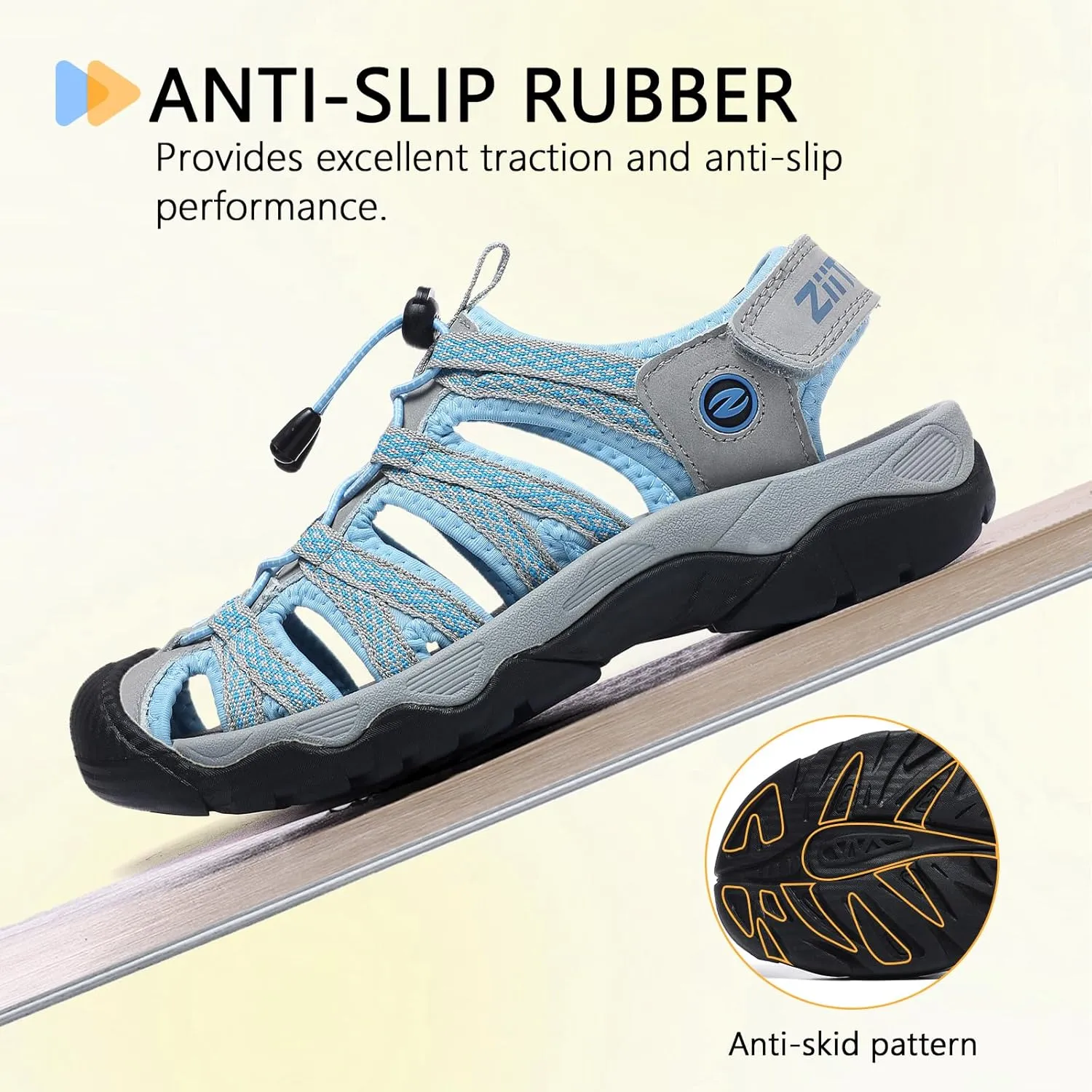 ziitop Womens Hiking Sandals Closed Toe Summer Outdoor Adventurous Beach Sandals Lace Adjustable Double Buckle Water Shoes