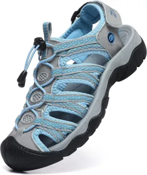 ziitop Womens Hiking Sandals Closed Toe Summer Outdoor Adventurous Beach Sandals Lace Adjustable Double Buckle Water Shoes
